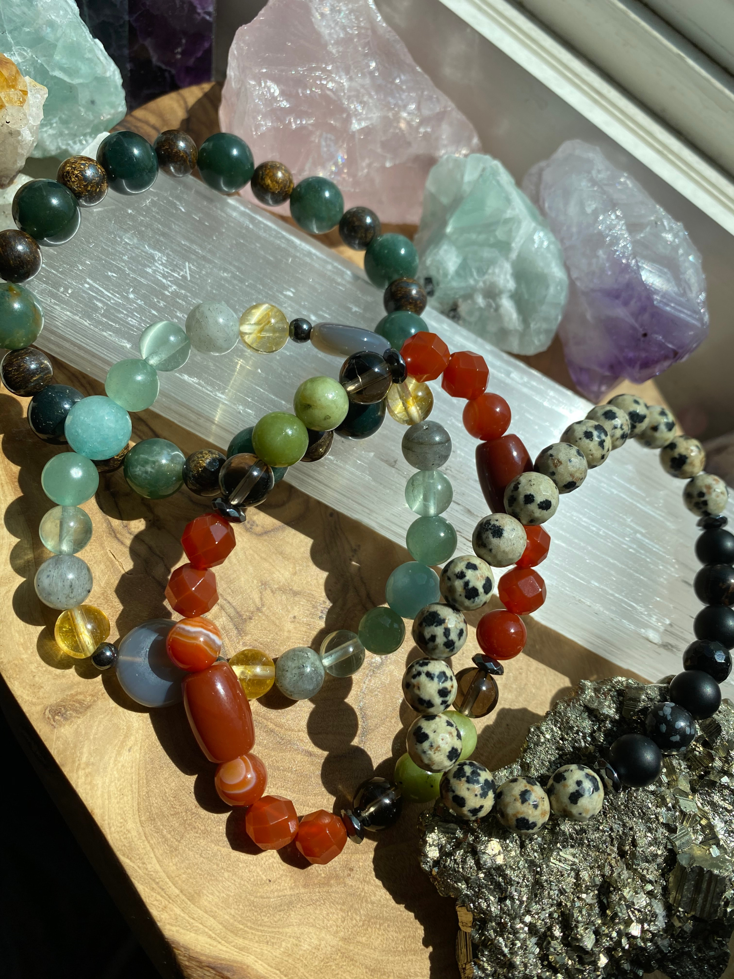Moonlight Healing Crystal Bracelet with Leaf Charm | For Healing &  Intuition – Seetara